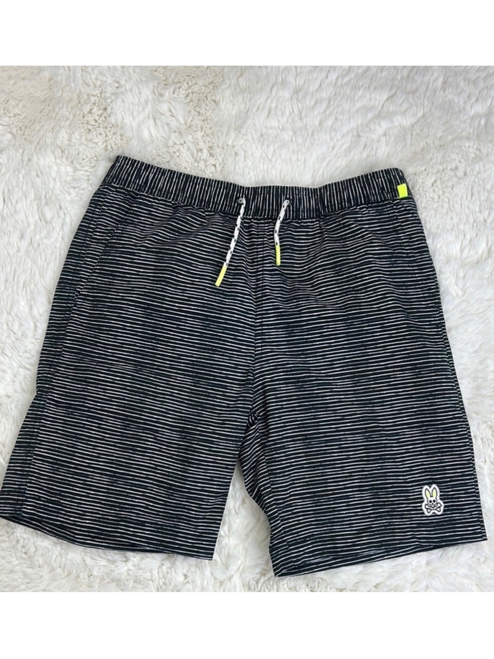 Psycho Bunny Lukas Hand Drawn Kids' Black Swim Trunks